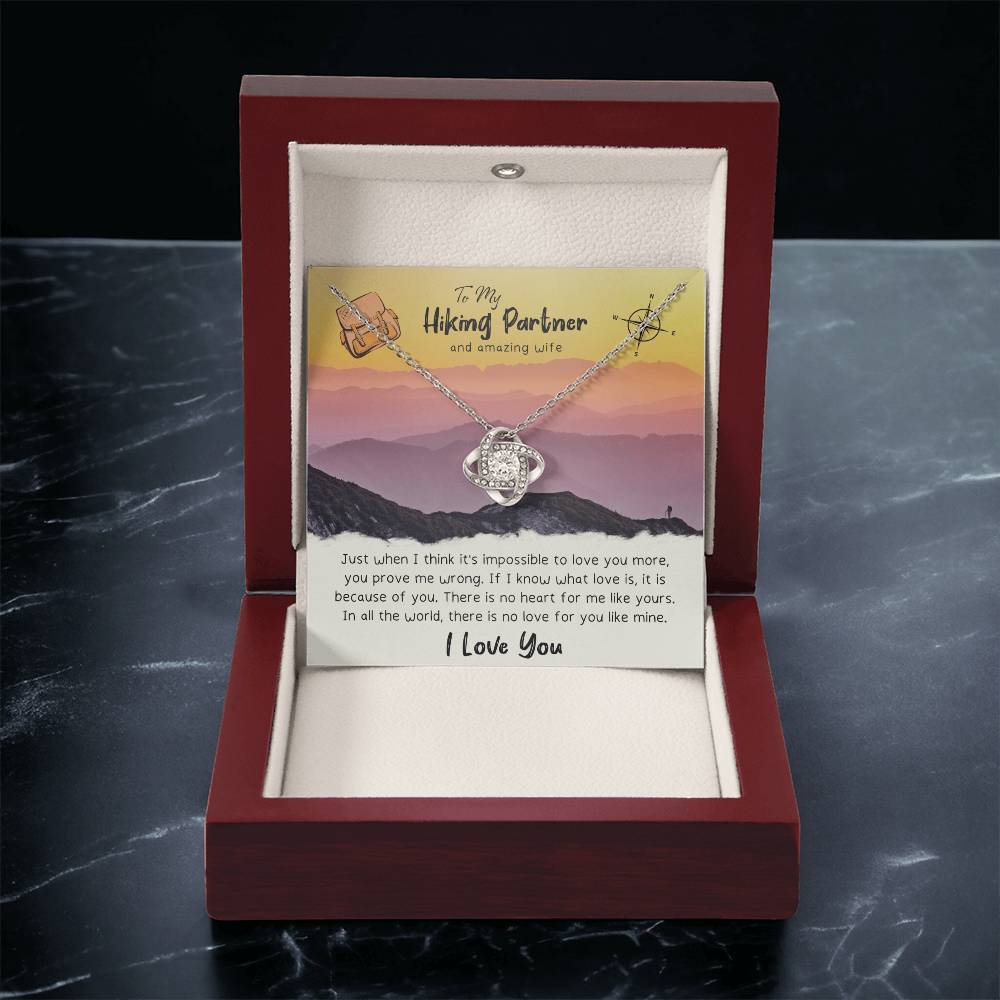 To My Wife Gift Necklace To My Hiking Partner And Amazing Wife Anniversary Gift For Wife Birthday Gift To Wife From H Love Knot Necklace