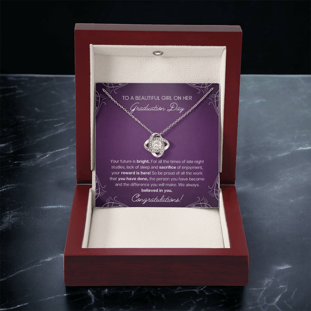 Graduation Gift - Bright Future Love Knot Necklace