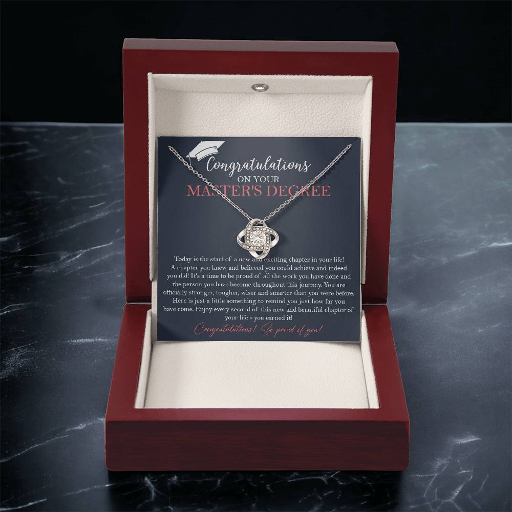Master's Degree Graduation Gift Necklace Masters Graduation Gift Gift For Her Love Knot Necklace
