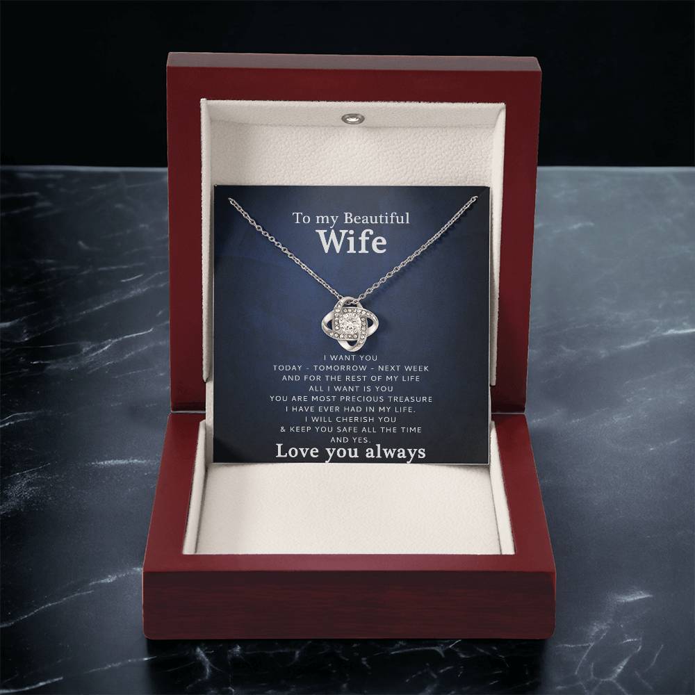To My Wife - Love You  Love Knot Necklace