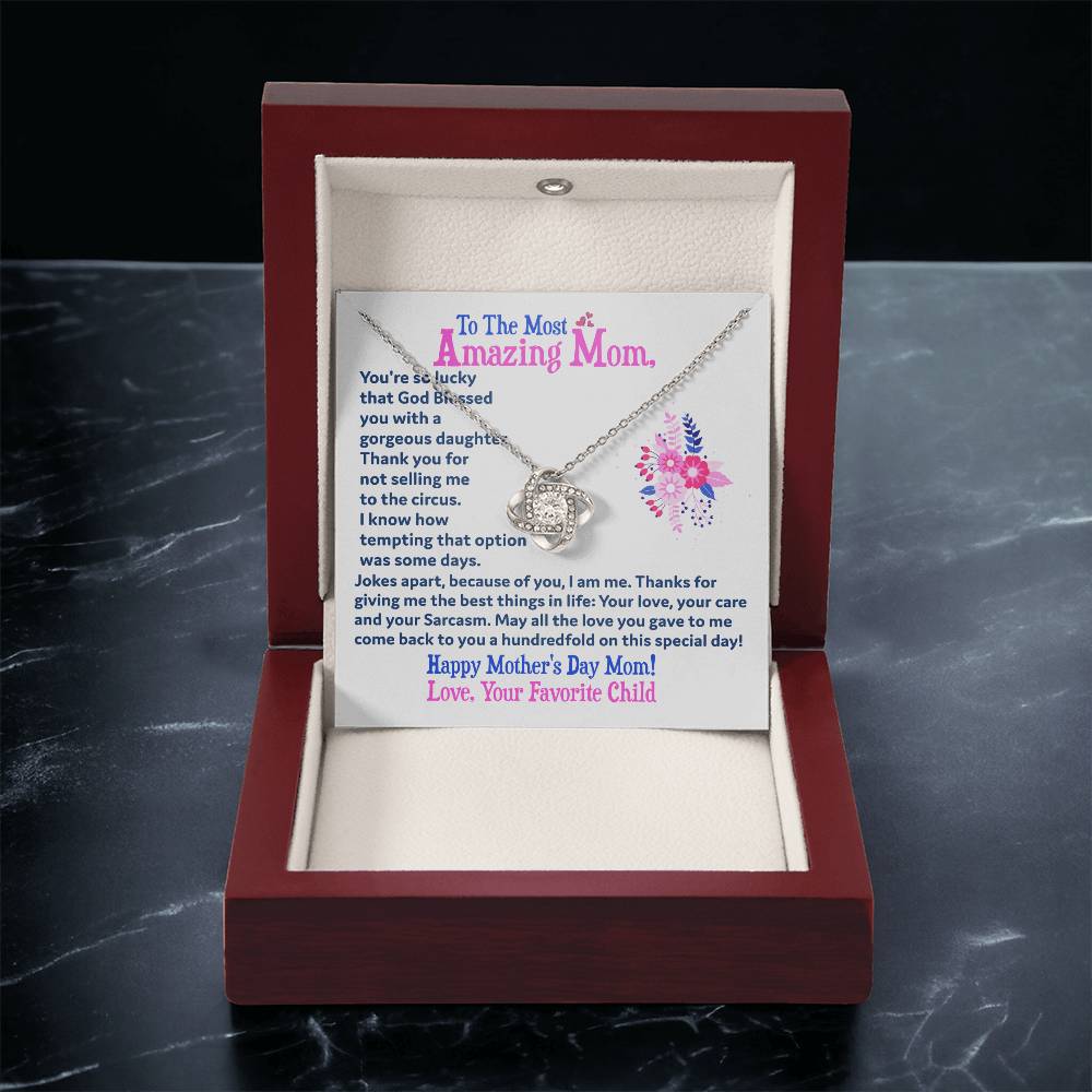 Gift For Amazing Mom Love Knot Necklace