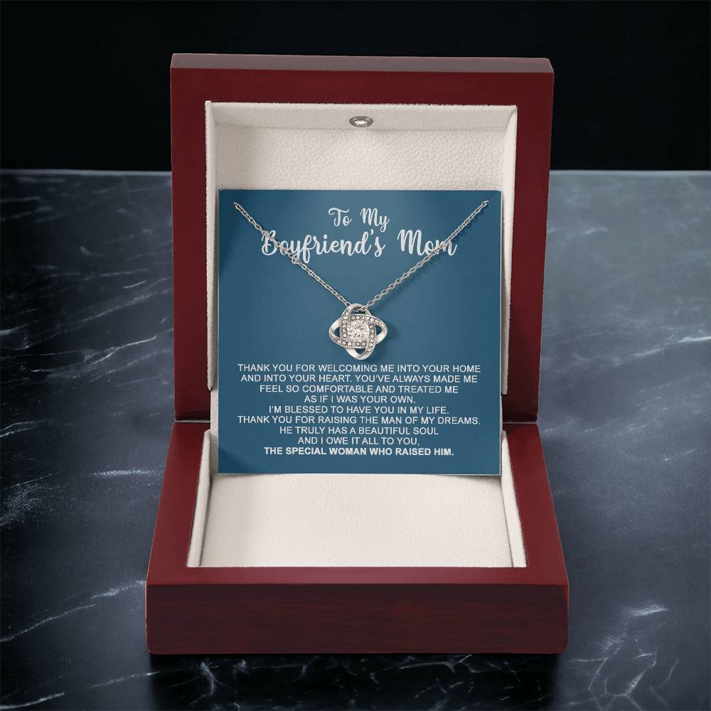 To My Boyfriend's Mom - I Owe It All To You - Necklace Christmas Gift For Boyfriends Mom Pendant Necklace Mothers Day Gift For Boyfr Love Knot Necklace