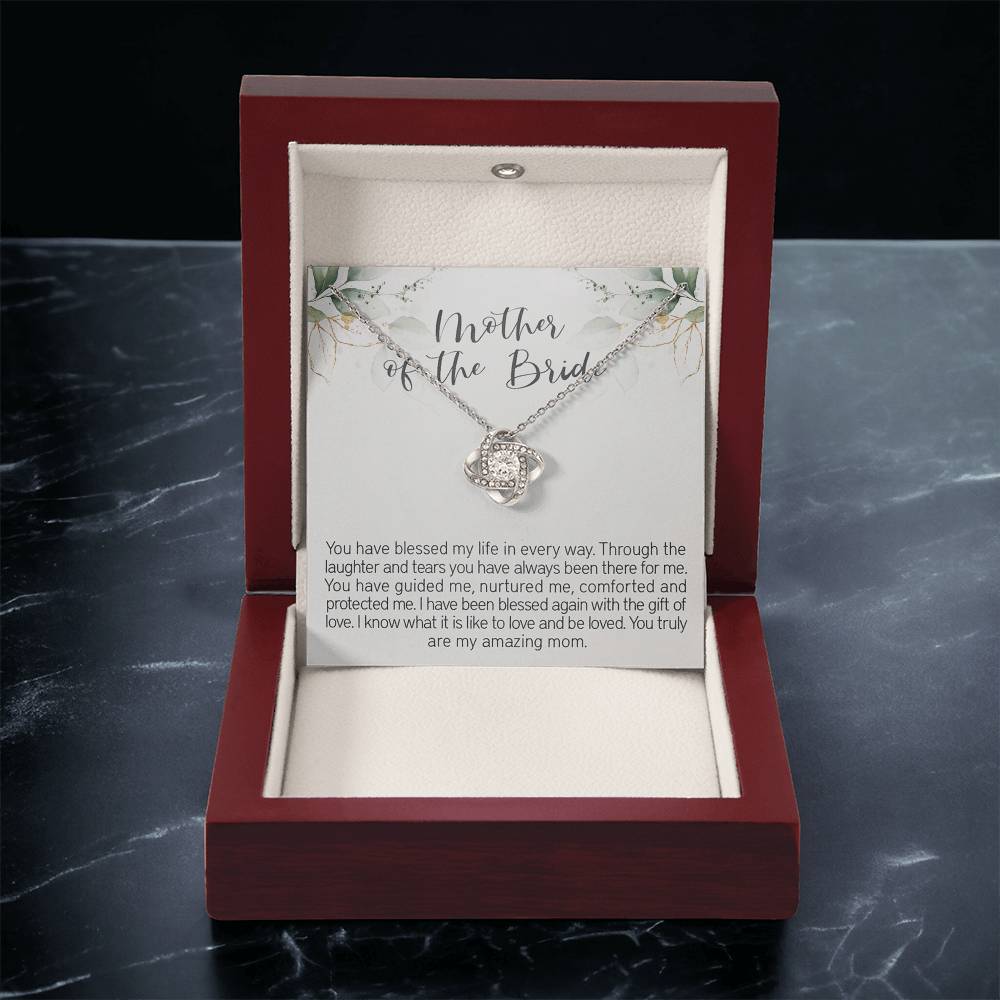 Mother Of The Bride Necklace Gift For Mom From Bride Wedding Jewelry Gift F Love Knot Necklace