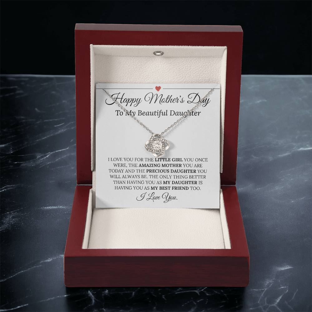 Precious Daughter Mother's Day Necklace Love Knot Necklace