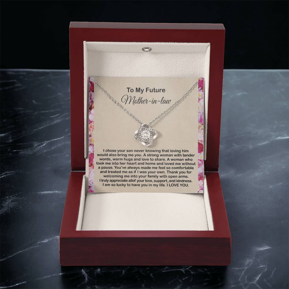To My Mother In Law Necklace From Daughter Gift To Mother-In-Law For Christmas Birthday Mother's Day Message Card To Mom-In-Law Love Knot Necklace