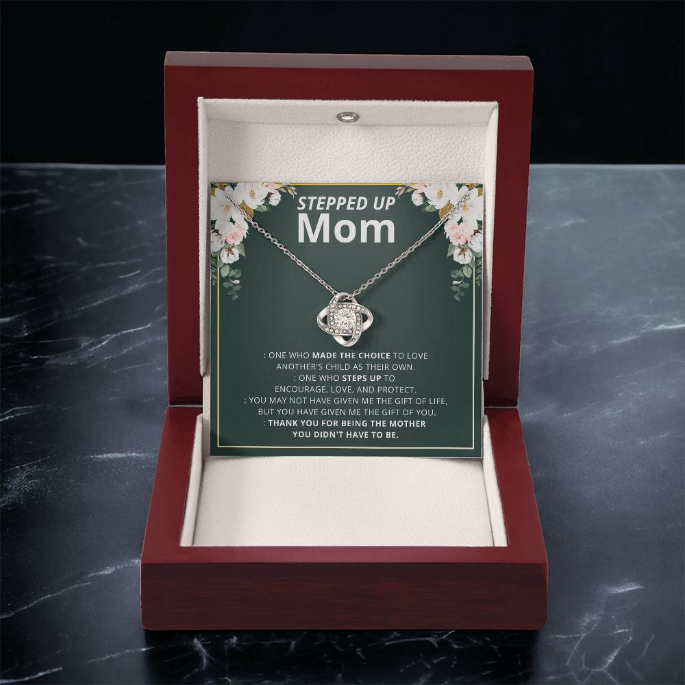 To My Step Mom Stepped Up Mom Necklace Gift For Bonus Mom Second Mom Birthday Mother's Day Gift Love Knot Necklace