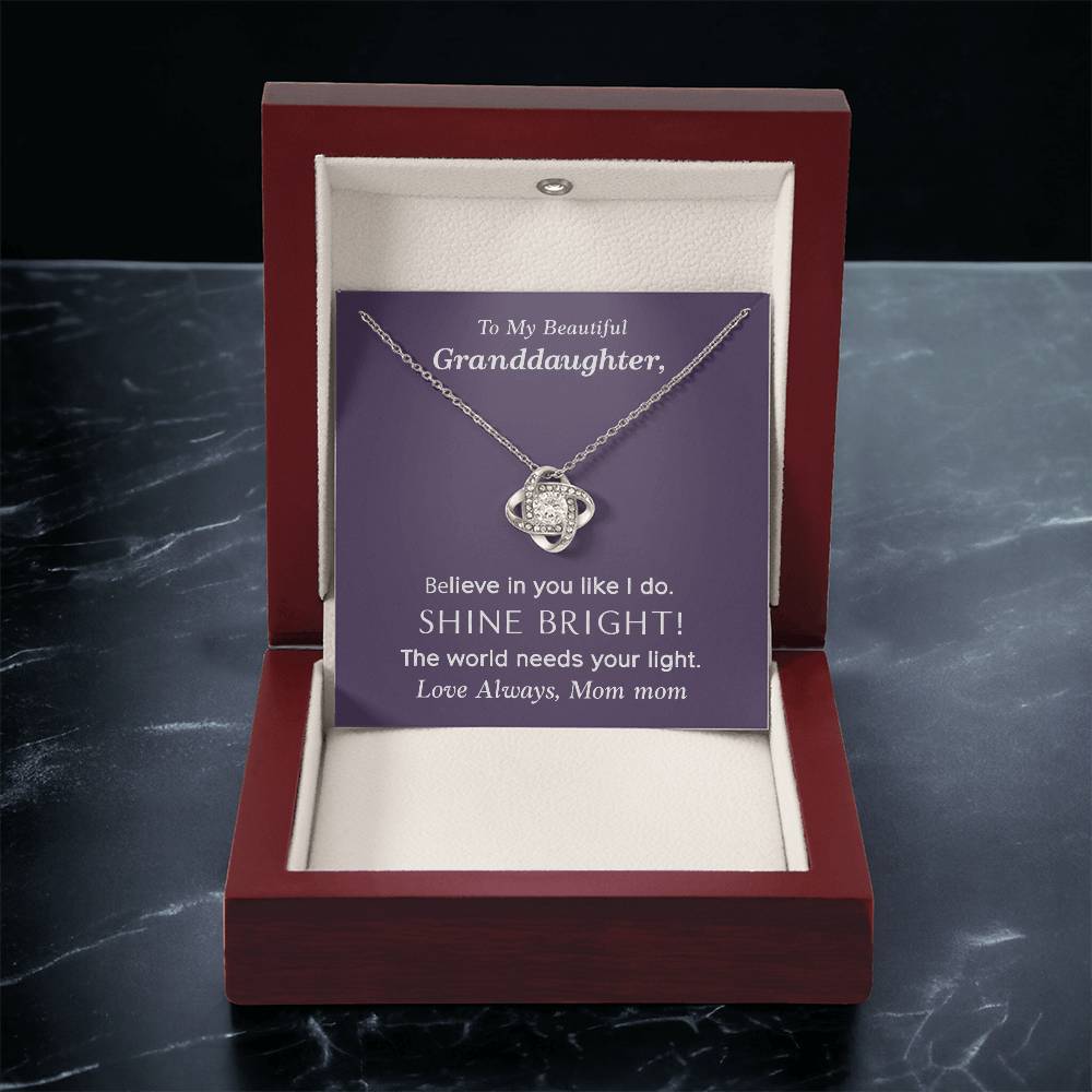 To My Beautiful Granddaughter Love Knot Necklace