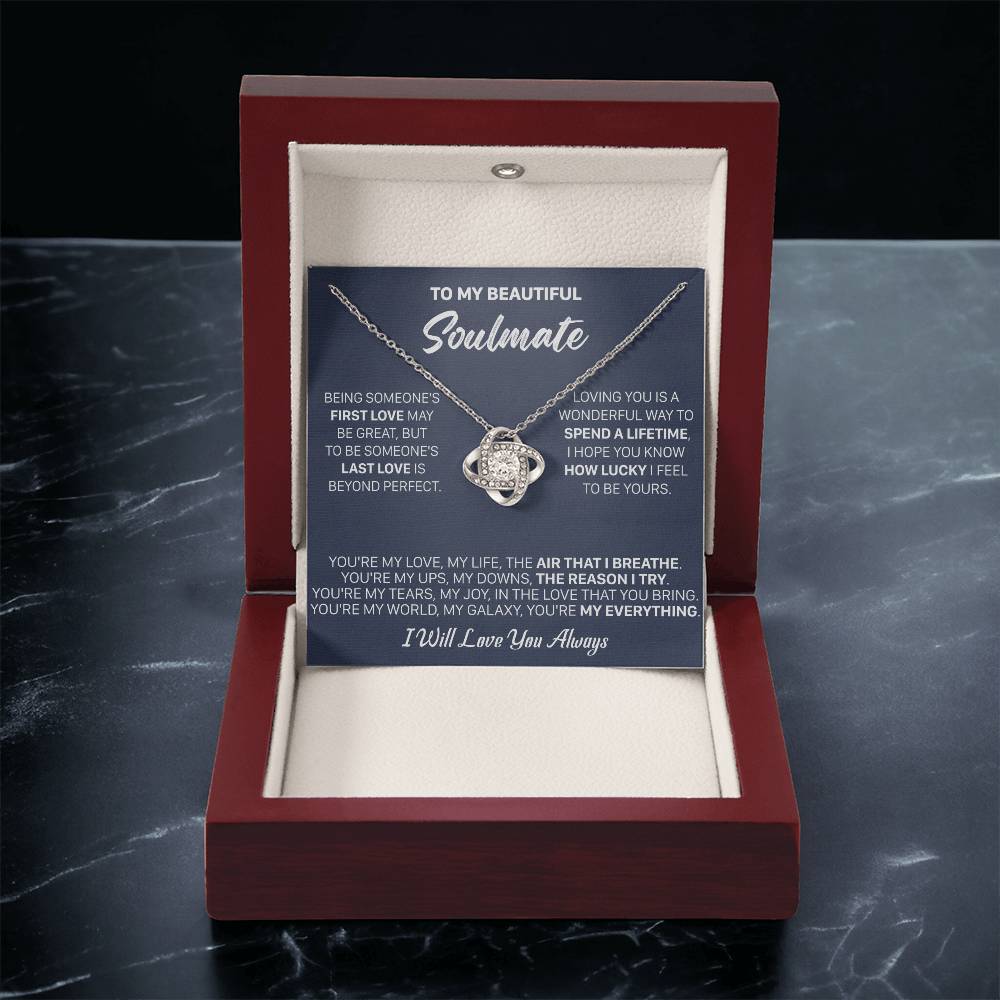 Gift For Your Soulmate - Being First I Breath Love Knot Necklace Love Knot Necklace