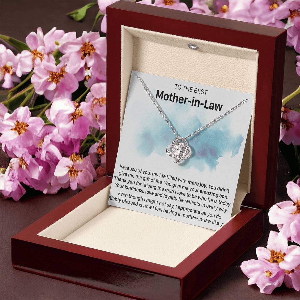Gift For Mother-In-Law More Joy Reflect Love Knot Necklace Love Knot Necklace
