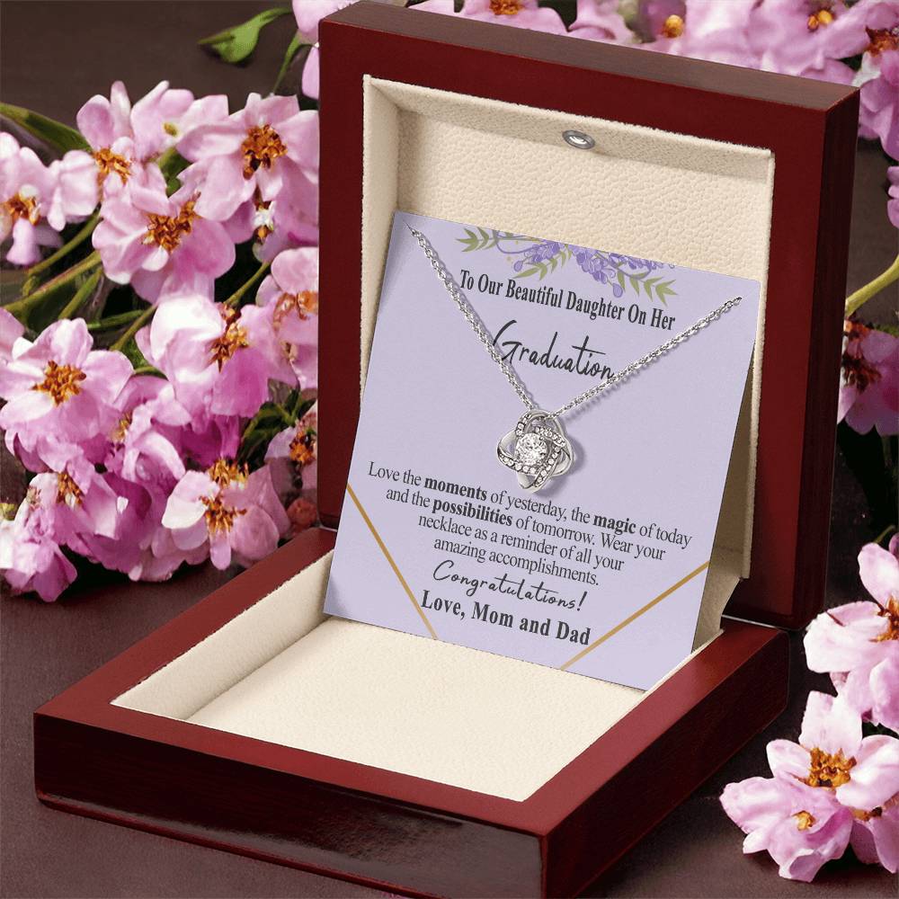 Class Of 2022 Graduation Gift Necklace To Our Beautiful Daughter On Her Graduation To Daughter Gift From Mom And Dad High School Graduation College Grad Love Knot Necklace