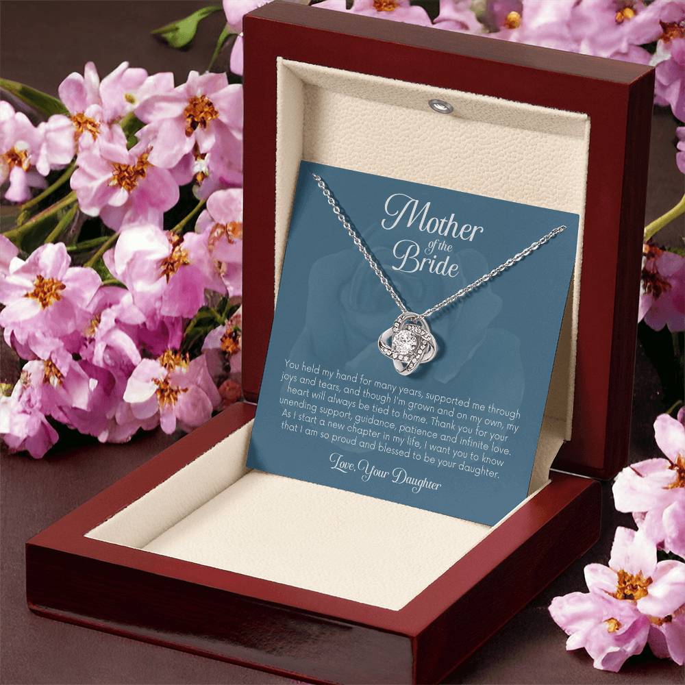 Mother Of The Bride Gift From Daughter Gift For Mom On Wedding Day Mom Gift From Daughter Mother Cross Necklace Jewelry Gift Love Knot Necklace