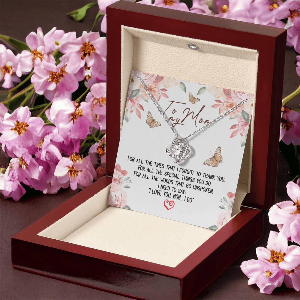 To My Mom Message Card Necklace Gift Necklace For Mom Birthday Gift Necklace For Mom To Mom From Daughter Mom Gift Fr Love Knot Necklace