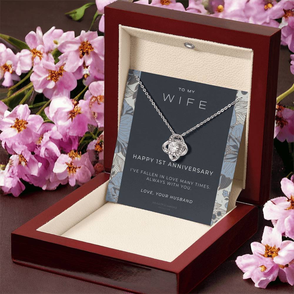 1 Year Anniversary Gift For Wife  1 Year Anniversary Gifts  1 Year Wedding Anniversary Gift Ideas  1St Wedding Anniversary Gift F(7) Love Knot Necklace