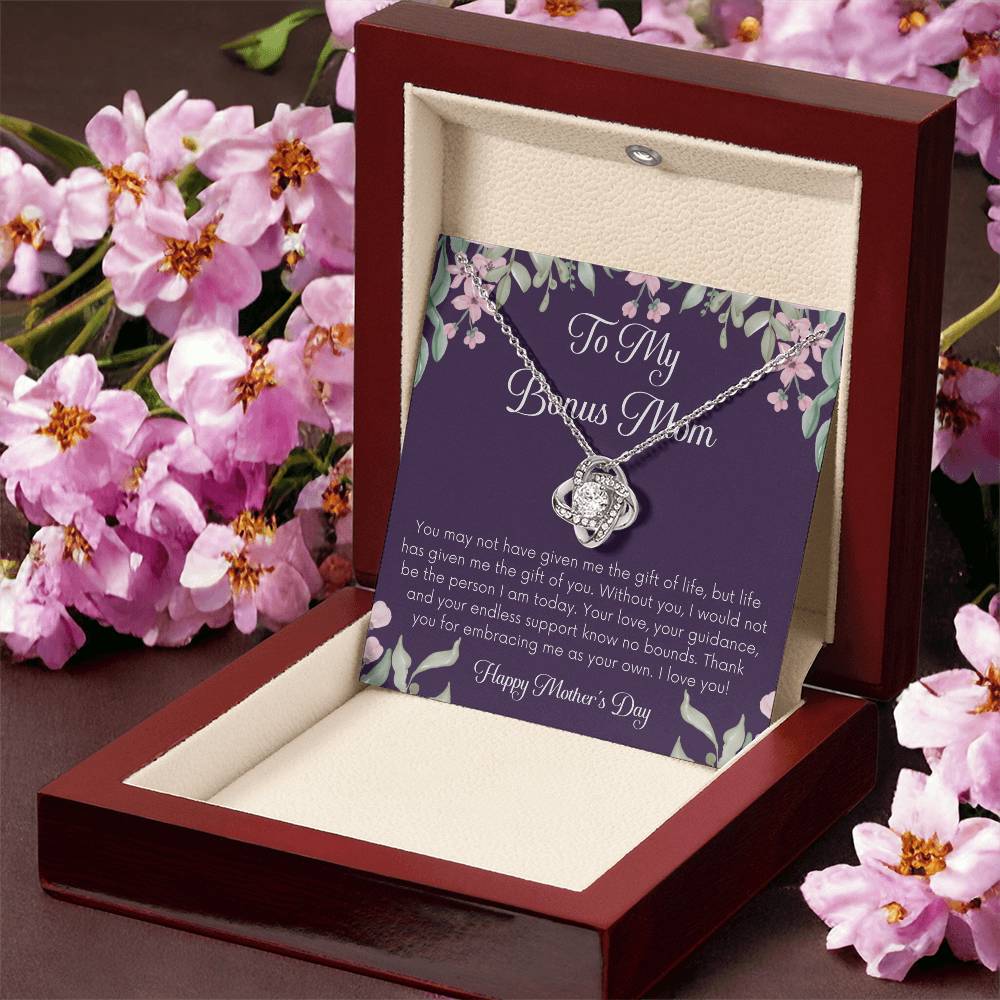 Bonus Mom Necklace Mothers Day Gift Daughterson To Mom Gift Bonus Mom Step Mom Gift Present For Stepmom On Mothers Day Stepmom Gift 1 Love Knot Necklace
