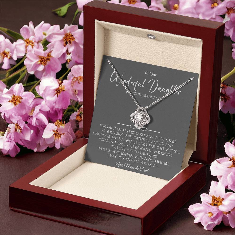 To Our Daughter Graduation Gift Necklace Graduation Gift For Daughter From Mom A Love Knot Necklace