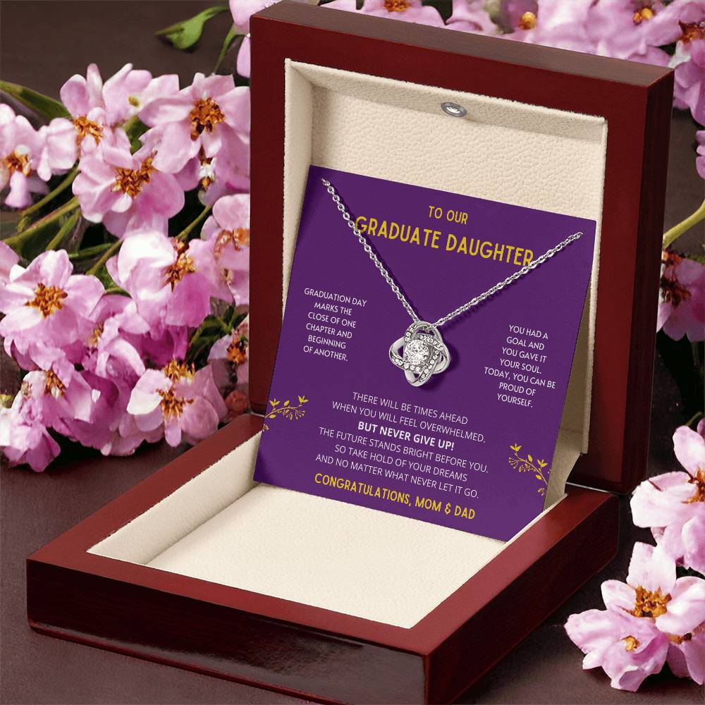 The Future Stands Bright Before You! Graduate Daughter - Necklace College Graduation Gift For Her High School Sen Love Knot Necklace