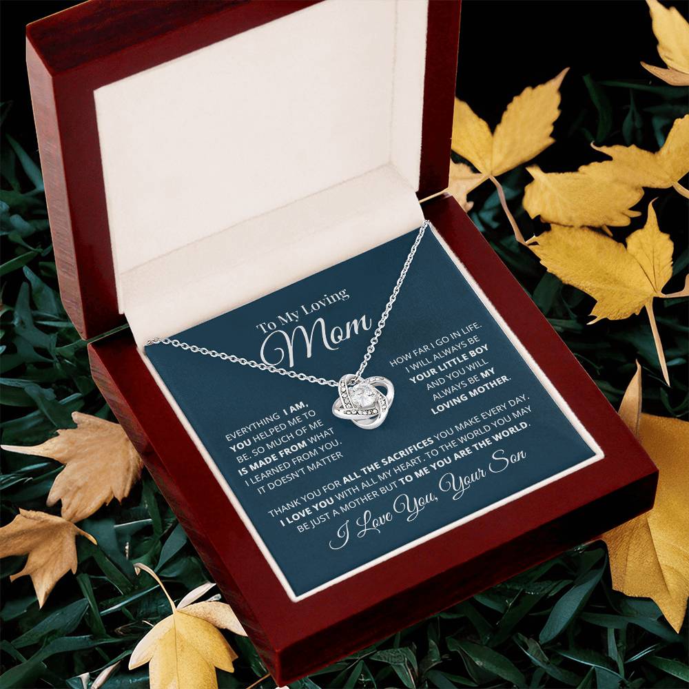 To My Loving Mom Necklace Gift For Mom From Son Mother's Day Gift Mom Birthday P Love Knot Necklace