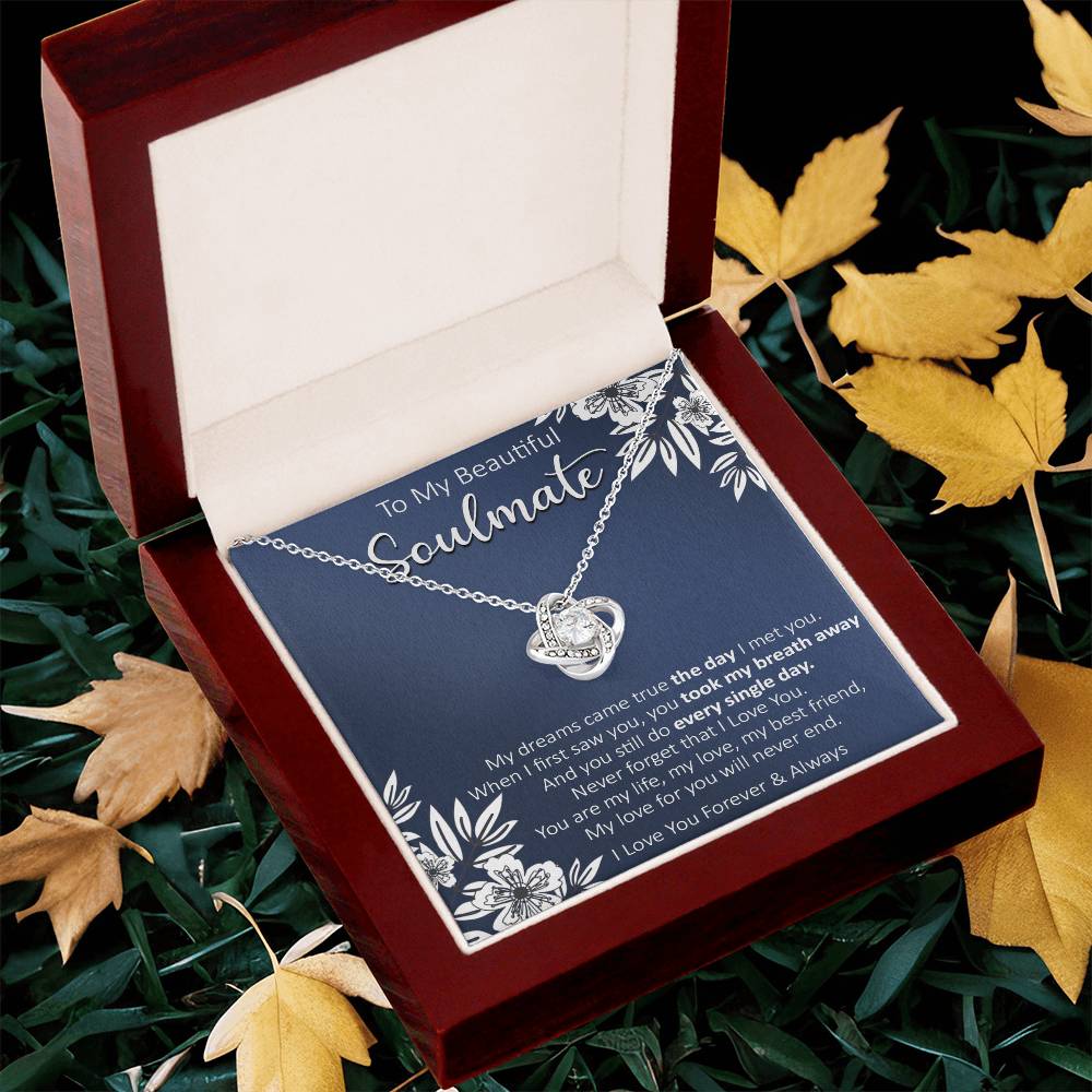 Gift For Your Soulmate - My Dreams Navy Flower Love Knot Necklace Love Knot Necklace
