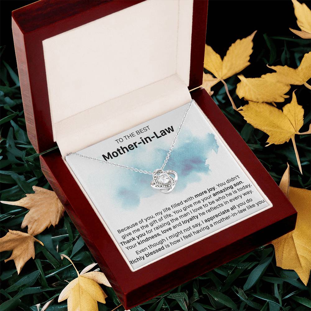 Gift For Mother-In-Law More Joy Reflect Love Knot Necklace Love Knot Necklace