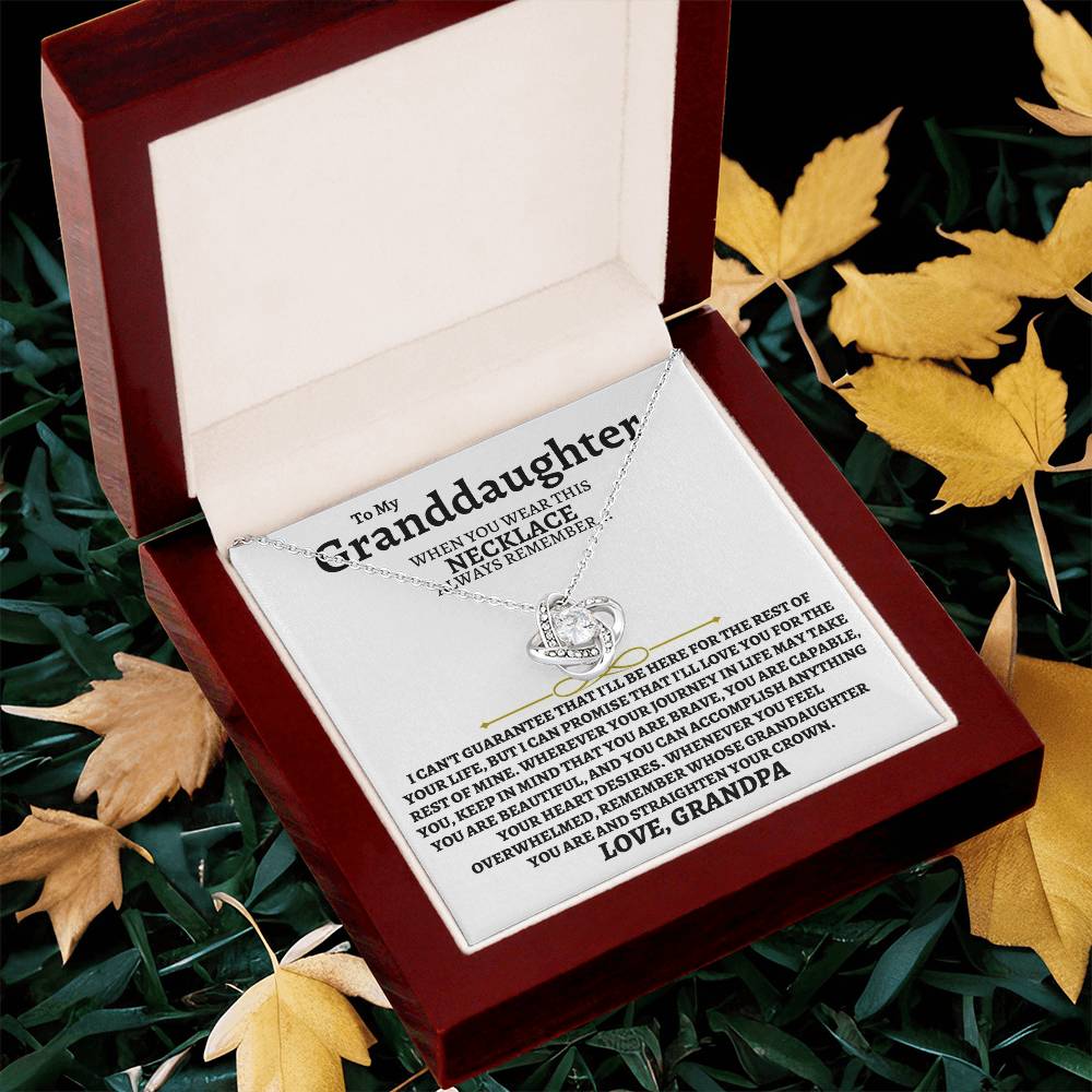 To My Granddaughter Necklace Granddaughter Jewelry Gift From Grandpa Meaningful Gift For Her Love Knot Necklace