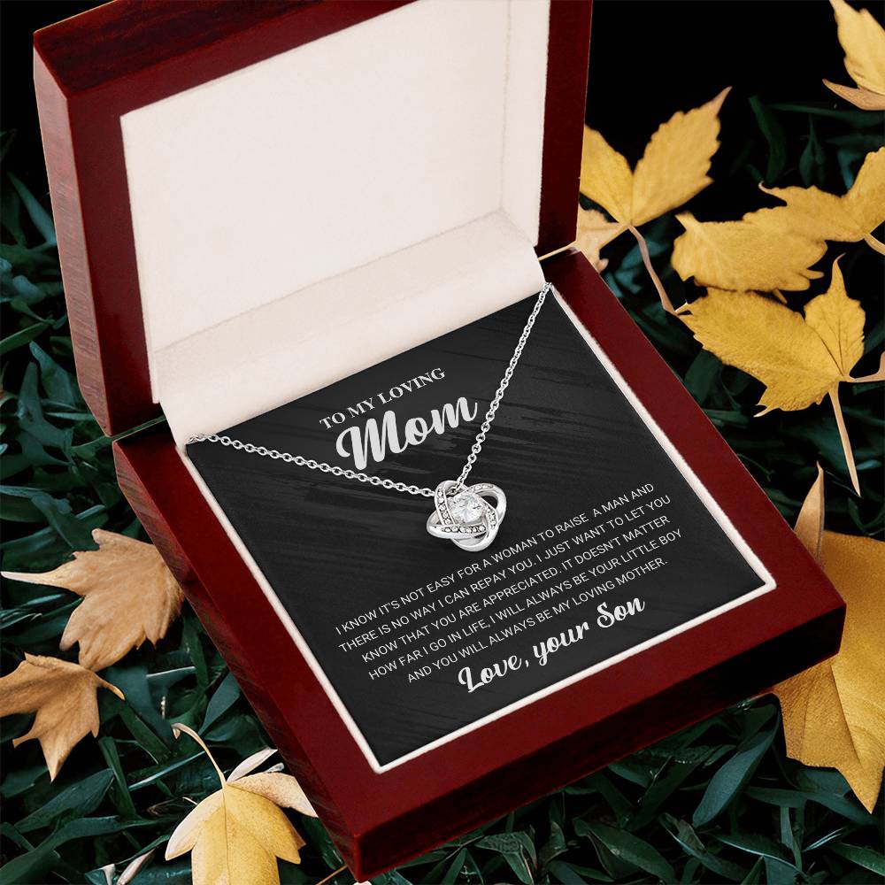 To My Loving Mom Necklace Gift For Mom From Son Mom Birthday Gift Mother's Da Love Knot Necklace