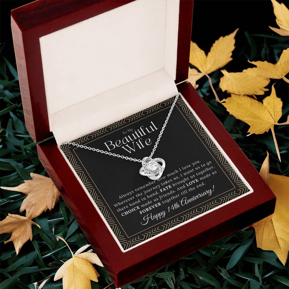 14 Year Anniversary Gift For Wife  14 Year Anniversary Gifts 14 Year Wedding Anniversary Gift Ideas 14Th Wedding Anniversary Gift F Love Knot Necklace