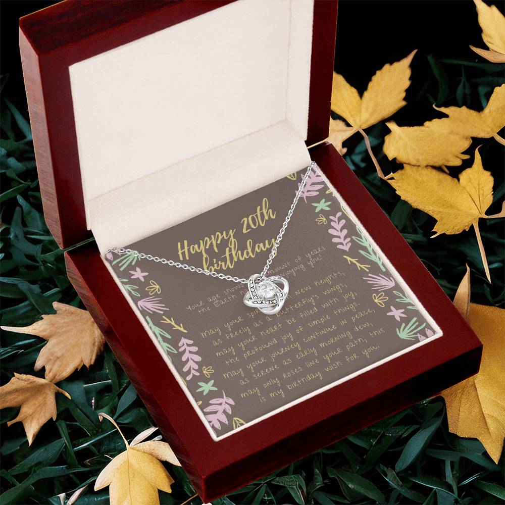 Happy 20Th Birthday Necklace Gifts For 20Th Birthday 20Th Birthday Gift For Her 20 Year Old Female Best Friend 20Th Birthd Love Knot Necklace