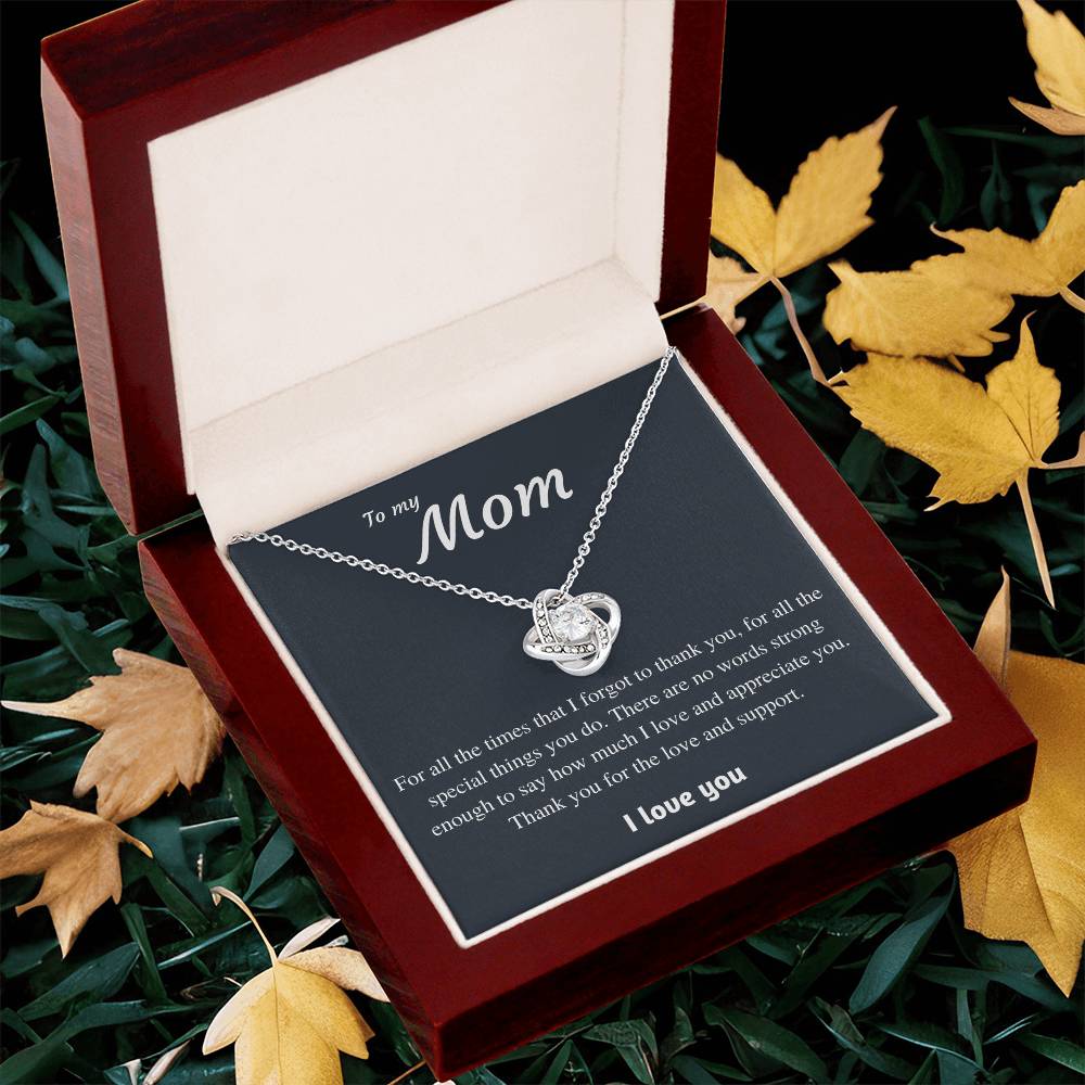 To My Mom - Thank You Love Knot Necklace