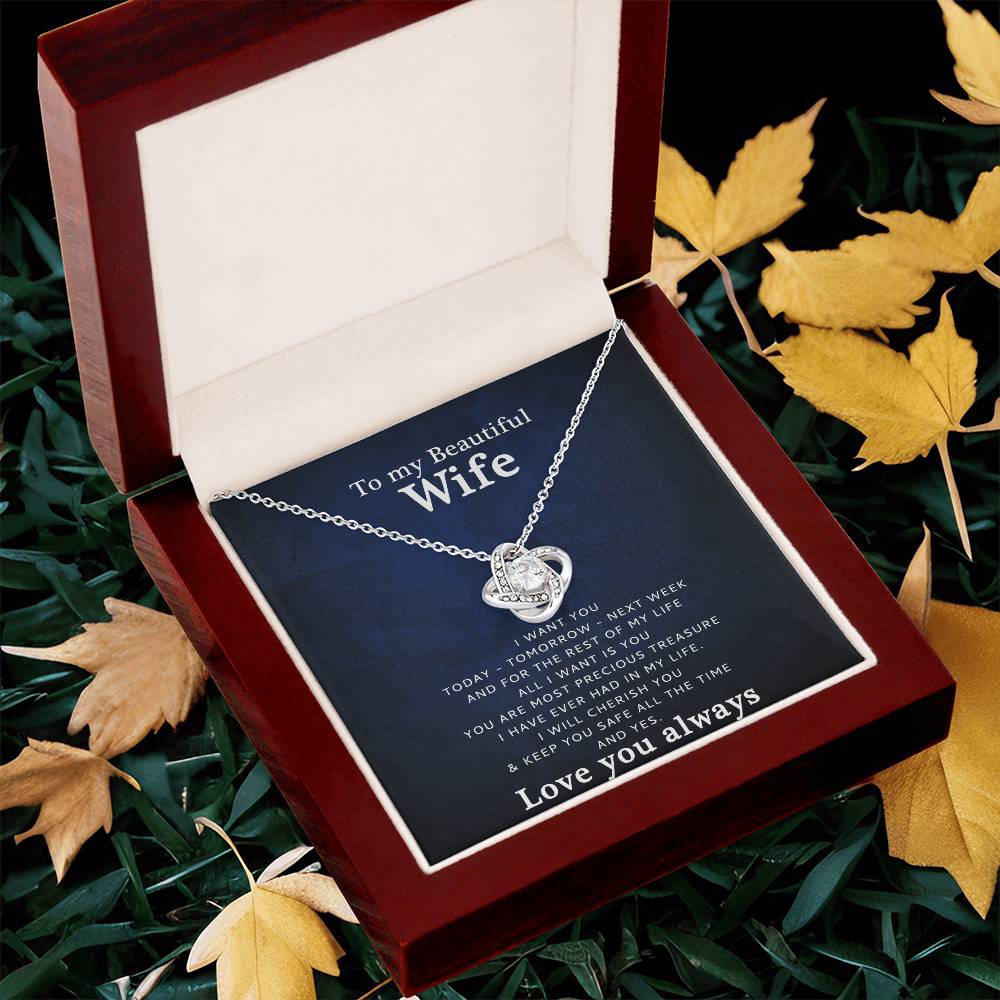 To My Wife - Love You  Love Knot Necklace