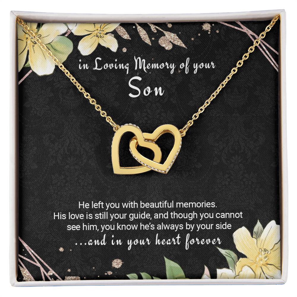 Loss Of Son Gift Son Memorial Necklace Twin Hearts Interlocking Hearts Necklace