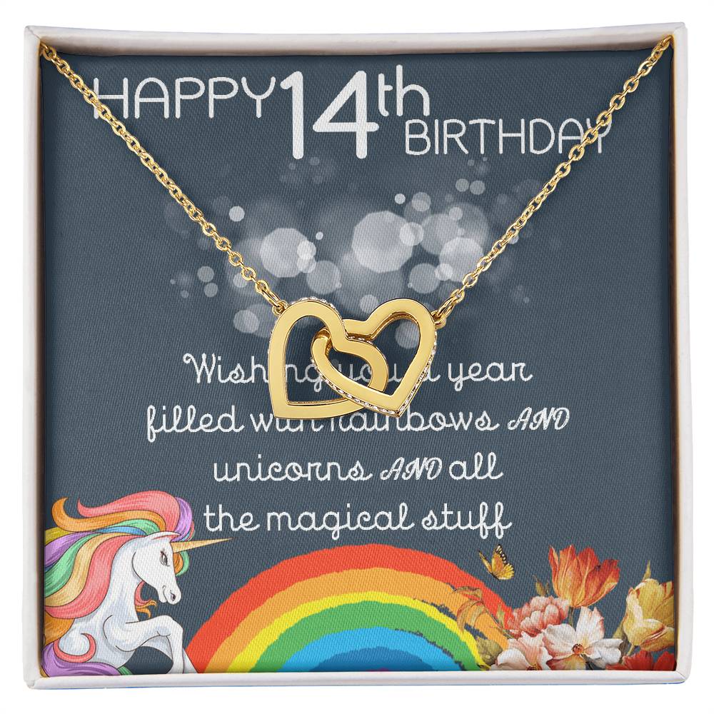 14Th Birthday Necklace Gifts For Girls Cute Unicorn 14 Years Old Girl Jewelry Gift For Daughter Niece Interlocking Necklace Xu246Il07 Interlocking Hearts Necklace