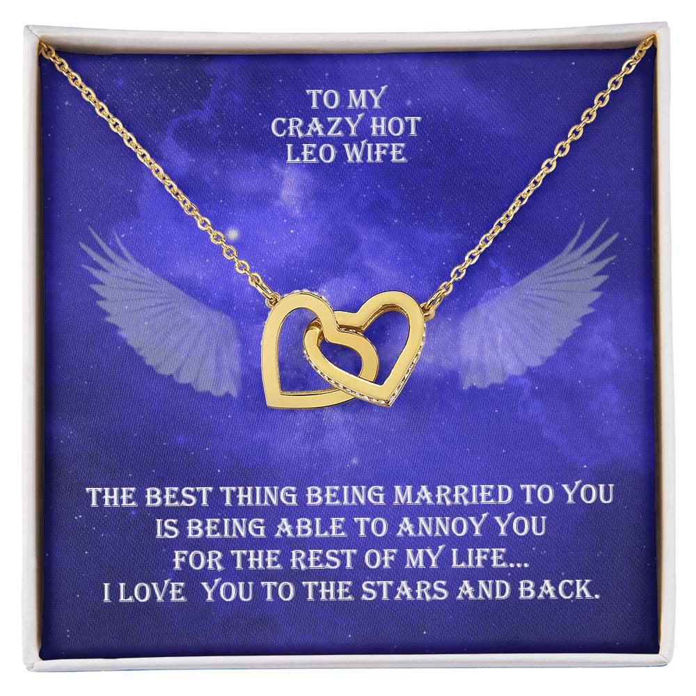 Hot Leo Wife Interlocked Hearts Necklace With Personal Message Card And Jewelry Box. Interlocking Hearts Necklace