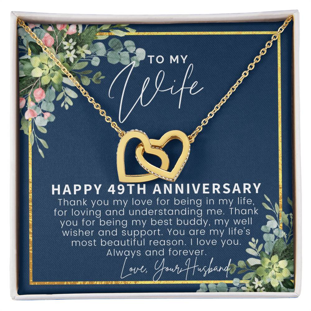 49Th Anniversary Gift For Wife 49Th Anniversary Gifts 49 Year Anniversary Gift Ideas 49 Year Wedding Anniversary Gift For Her Interlocking Hearts Necklace
