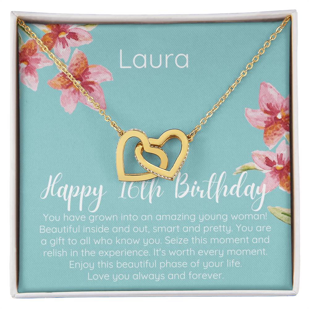 Personalized Happy 16Th Birthday Interlocked Hearts Necklace Interlocking Hearts Necklace