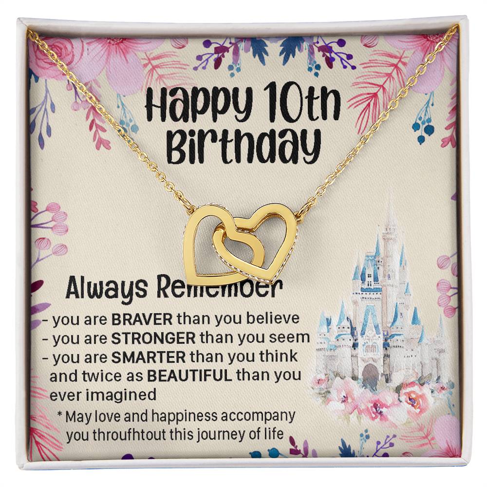 Happy 10Th Birthday Gift For Daughter Gift For 10 Years Old Birthday Teen Girl Daughter Necklace Gift Interlocking Hearts Necklace