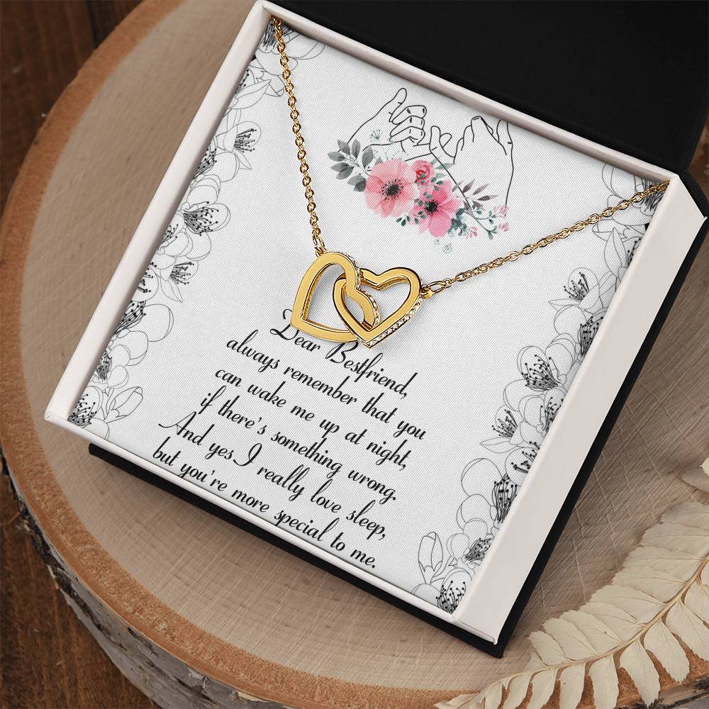 Dear Bestfriend Interlocking Hearts Necklace Message Card