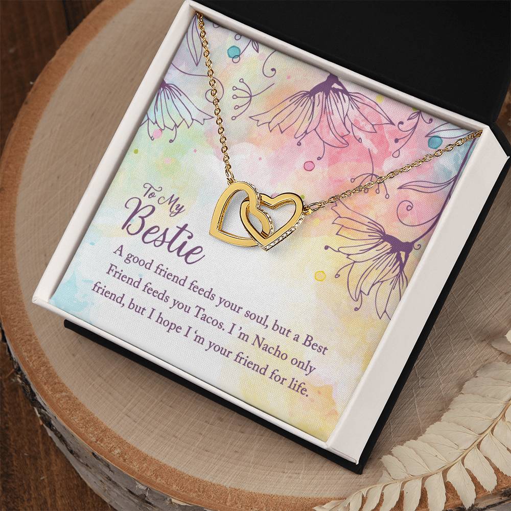 To My Bestie - A Good Friend Feeds Your Soul - Interlocking Hearts Necklace