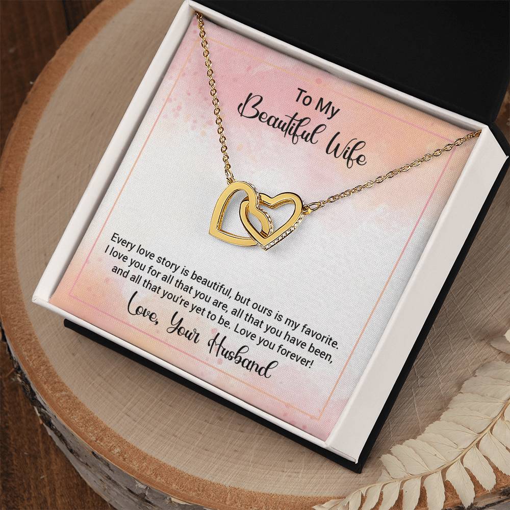 Interlocking Hearts Necklace To My Beautiful Wife Happy Anniversary