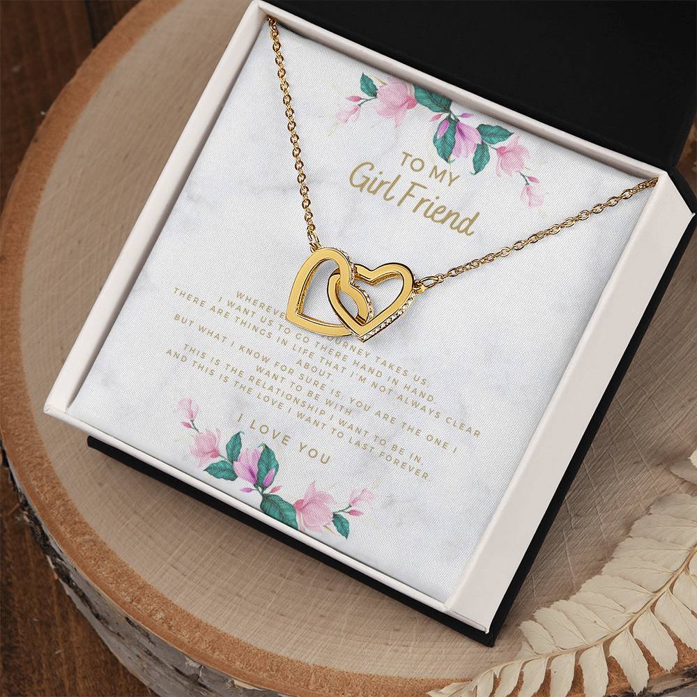 Wherever The Journey Takes Us Necklace Gift For Girlfriend From Boyfriend Interlocking Hearts Necklace