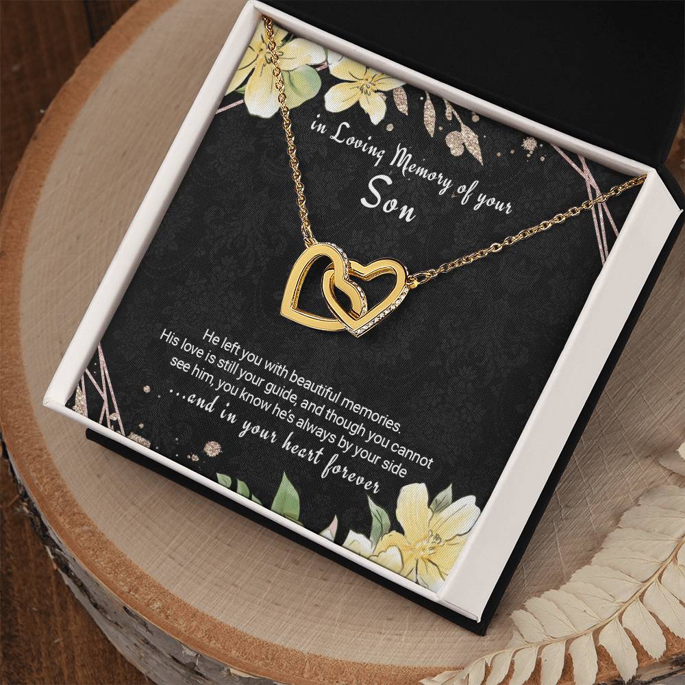 Loss Of Son Gift Son Memorial Necklace Twin Hearts Interlocking Hearts Necklace