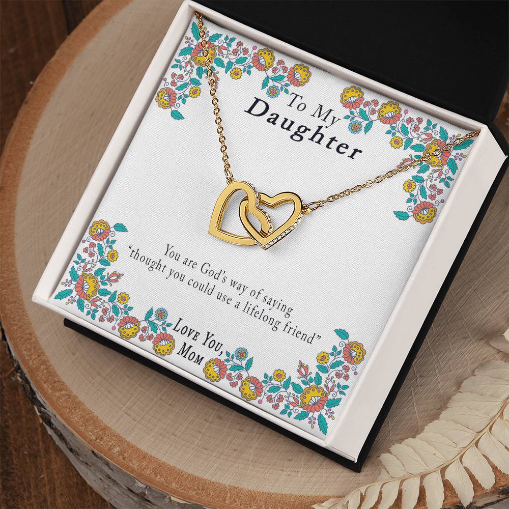 Mother-Daughter 'Your Are God'S Way' Necklace Interlocking Hearts Necklace