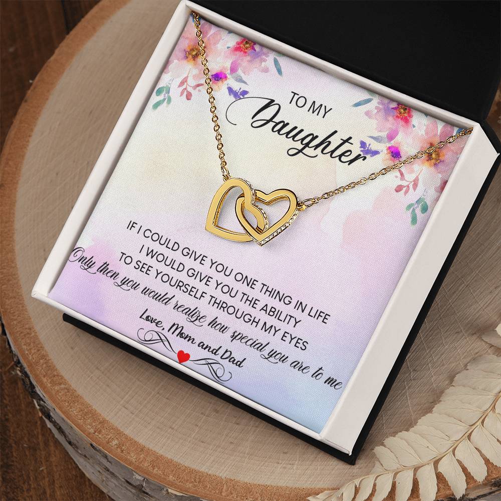 To My Daughter Necklace Daughter Necklace From Mom And Dad Personalized Daughter Interlocking Hearts Necklace Gift Daughter Birthday Gift