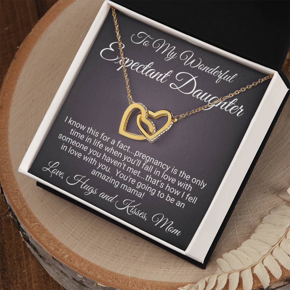 Expectant Daughter Linked Hearts Necklace Gift Interlocking Hearts Necklace