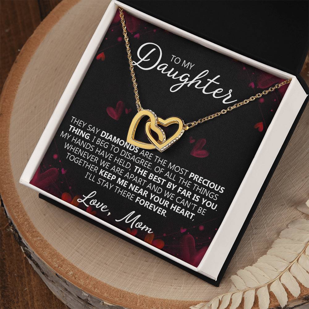 To My Daughter - My Precious - Unique Heart Binding Necklace Gift Set Interlocking Hearts Necklace