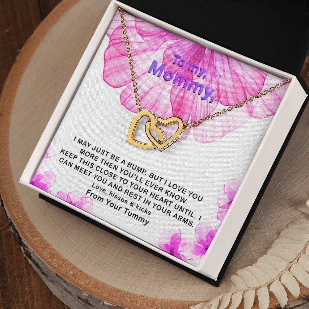 Mommy Love Forever ! I May Just Be A Bump Interlocking Hearts Necklace