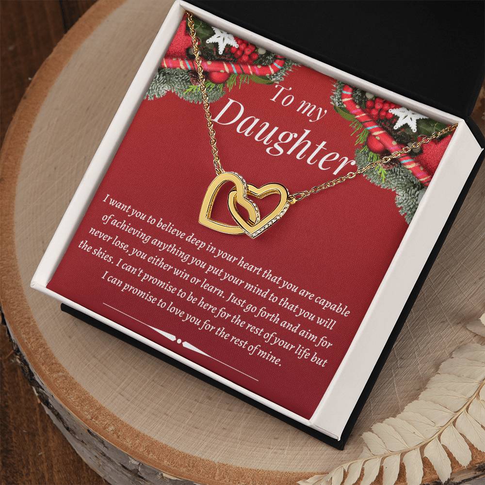 Christmas Gift To Daughter - I Can'T Promise To Be Here For The Rest Of Your Life But I Can Promise To Love You For The Rest Of Mine Interlocking Hearts Necklace