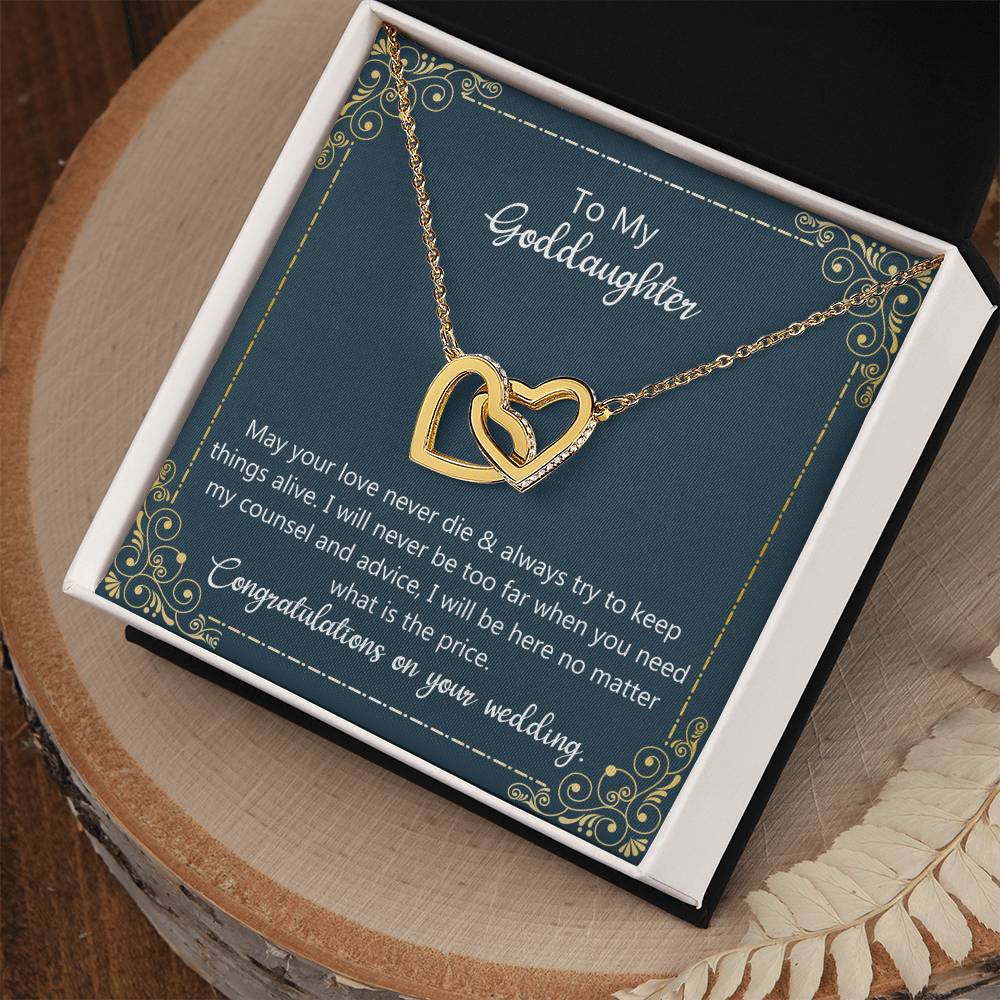 To My Goddaughter Wedding Gift - May Your Love Never Die Necklace Interlocking Hearts Necklace