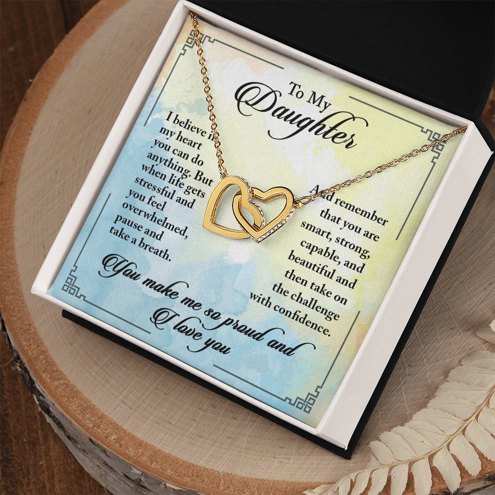 My Daughter Smart Strong Capable Beautiful - Linked Hearts Necklace Interlocking Hearts Necklace