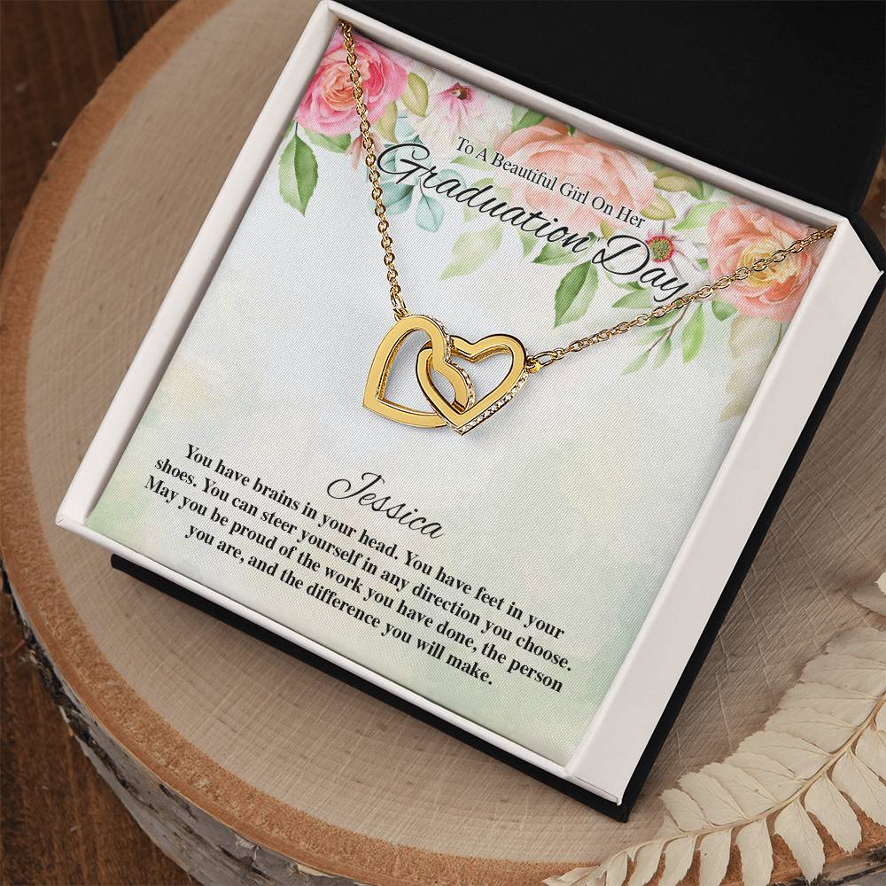 To A Beautiful Girl On Her Graduation Day Flowery Interlocking Hearts Interlocking Hearts Necklace