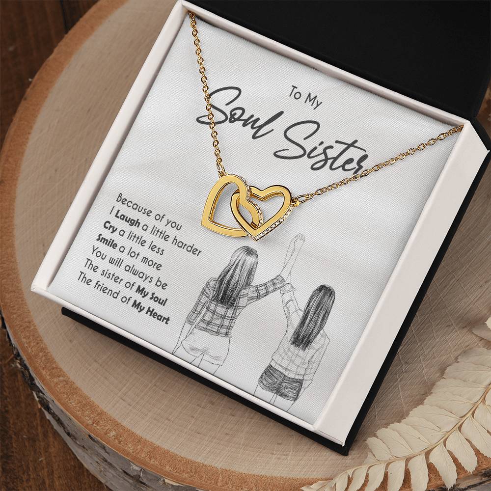 To My Soul Sister - Special Love Interlocking Hearts Necklace